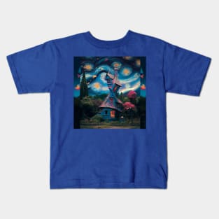 Starry Night Over The Burrow Kids T-Shirt